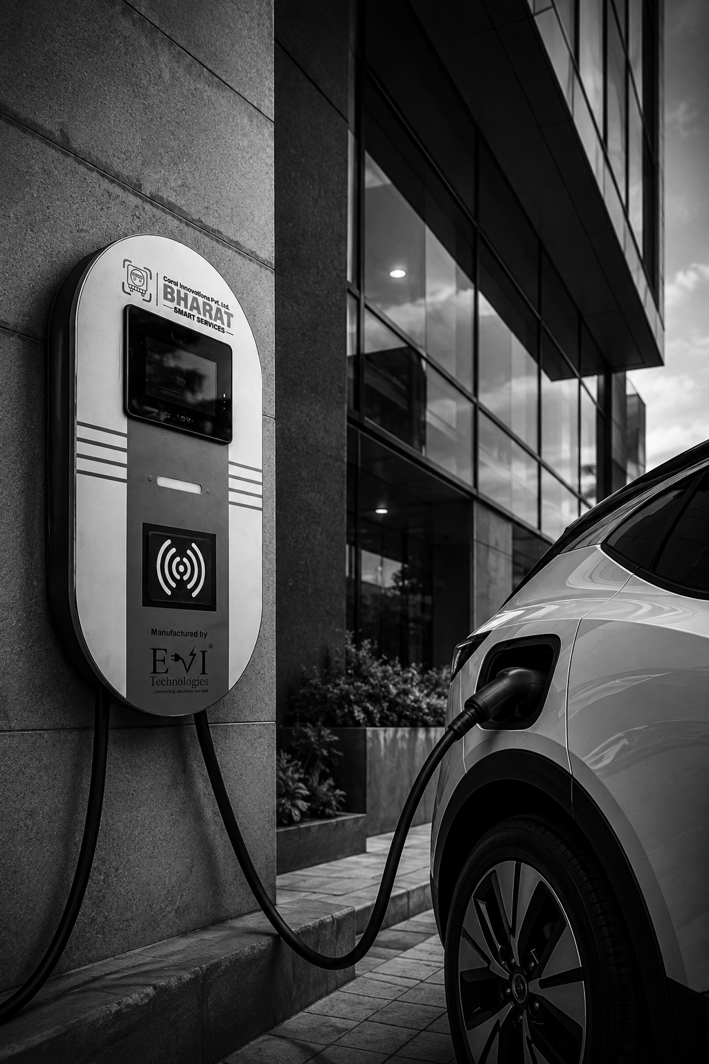 Smart EV charger connected to an electric vehicle